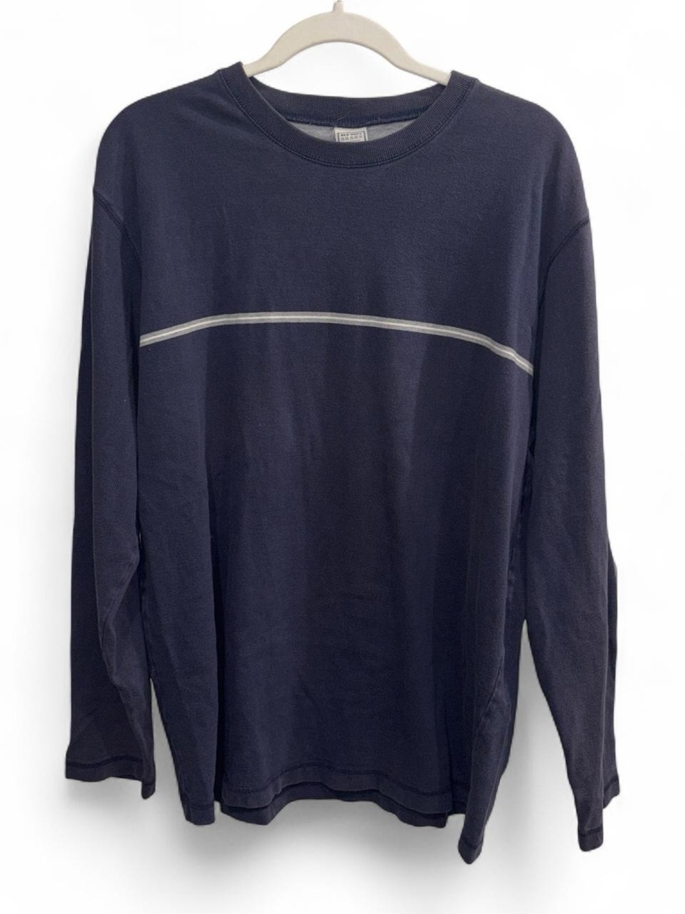 Old Navy Navy Long-Sleeve Crewneck with Light Stripe